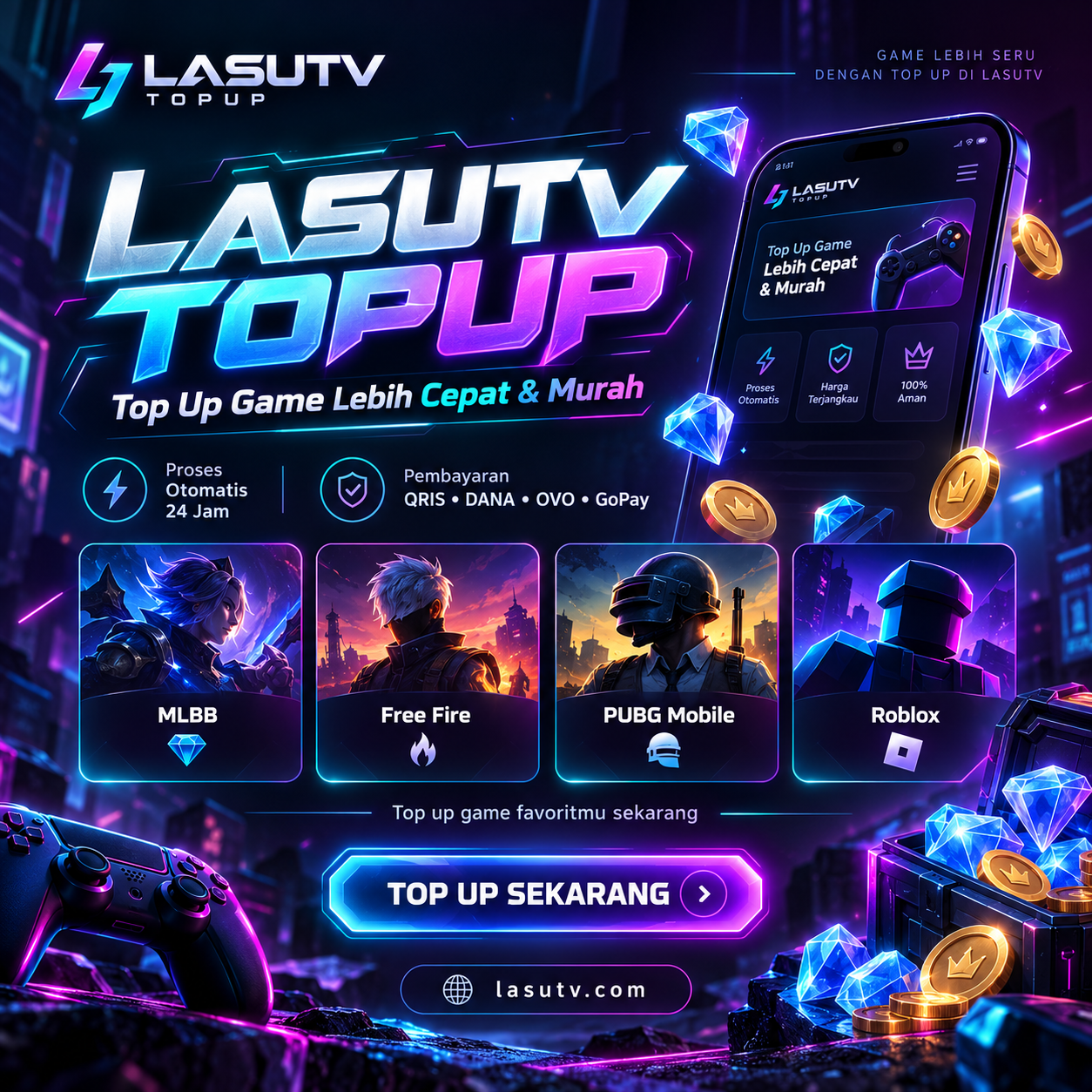 Lasutv TopUp - Top Up Game Lebih Cepat & Murah